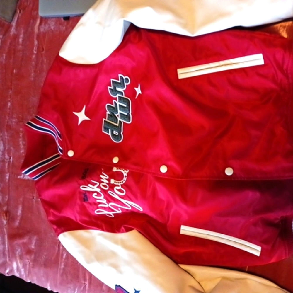 Zara Sz M BEAUTIFUL Red and White Varsity Jacket